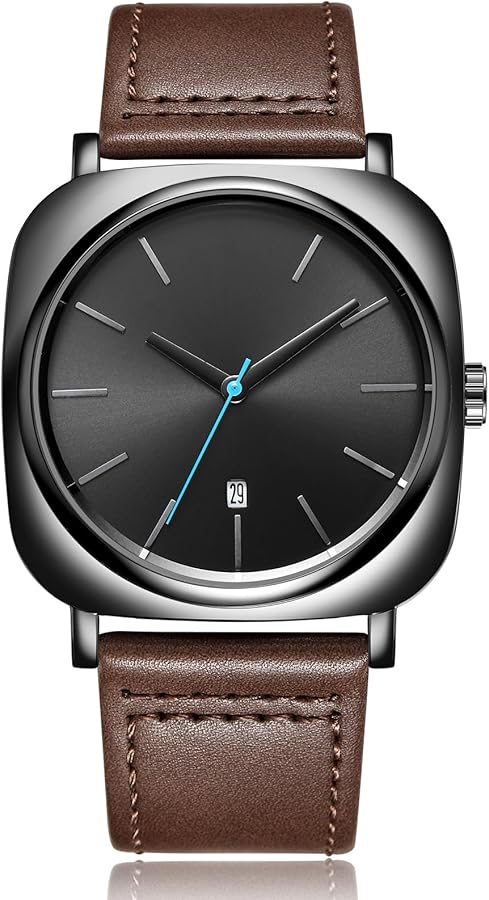 TOMI T-084 Men's Watch Quartz Date Leather Strap