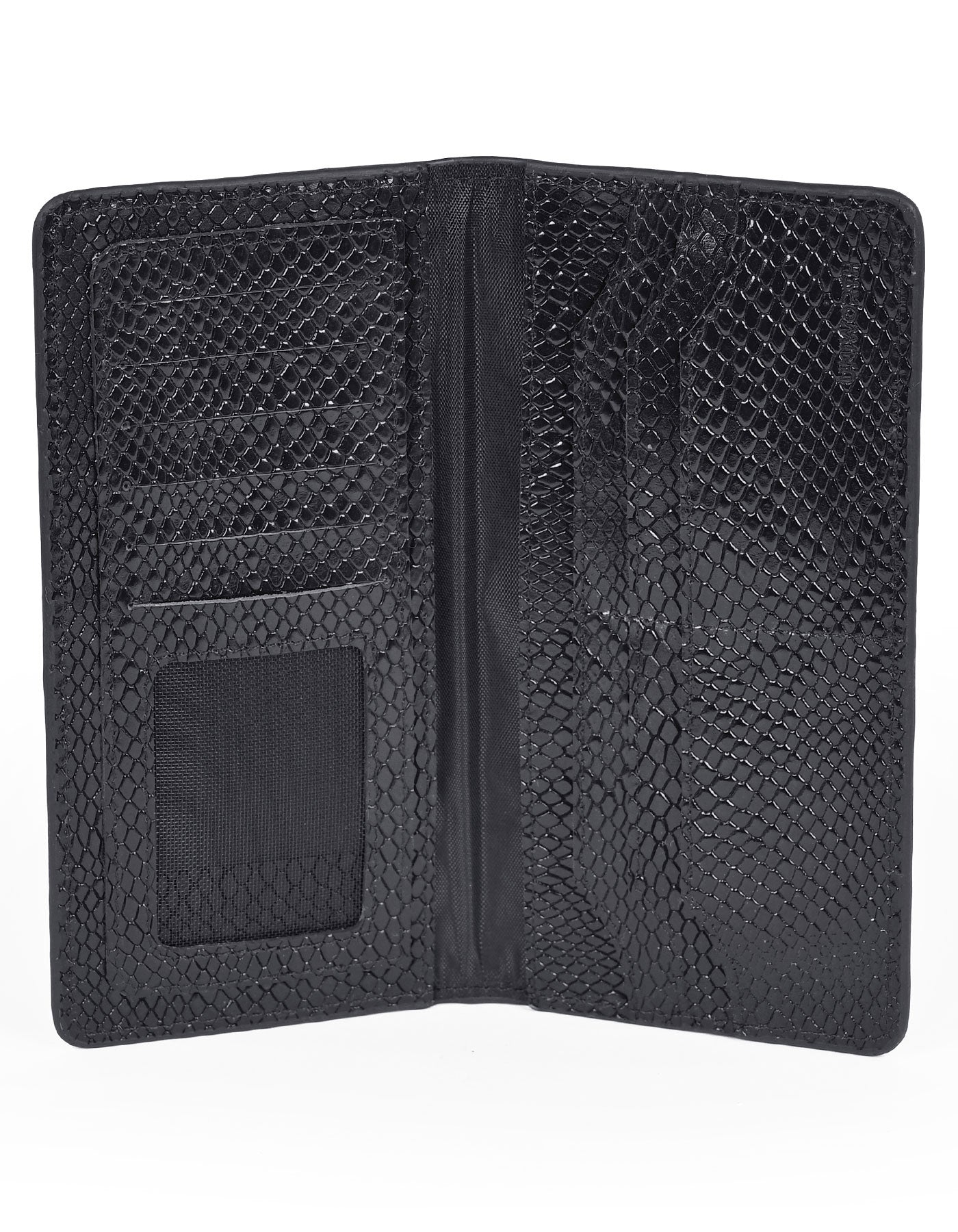 Black 100% Leather Long Wallet