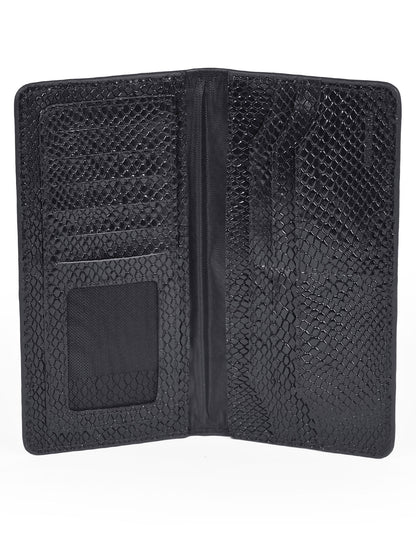 Black 100% Leather Long Wallet